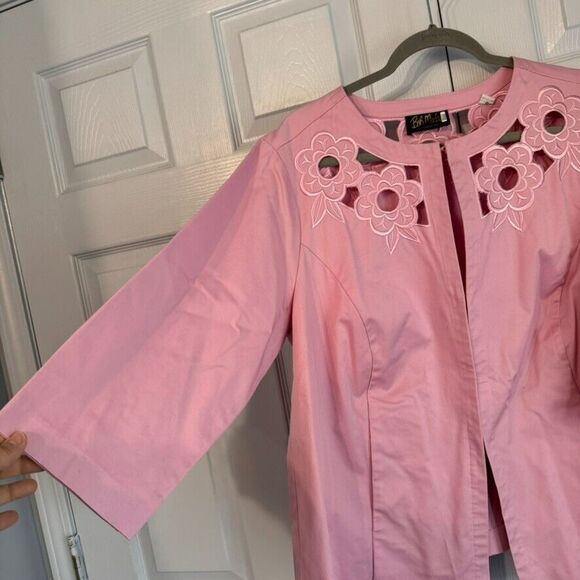 Bob Mackie Wearable Art 1X Pink Battenburg Lace Cutout Style Jacket‎ - Picture 2 of 9